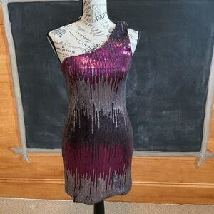 Charlotte Russe size S sequined off shoulder hombre purple cocktail dress